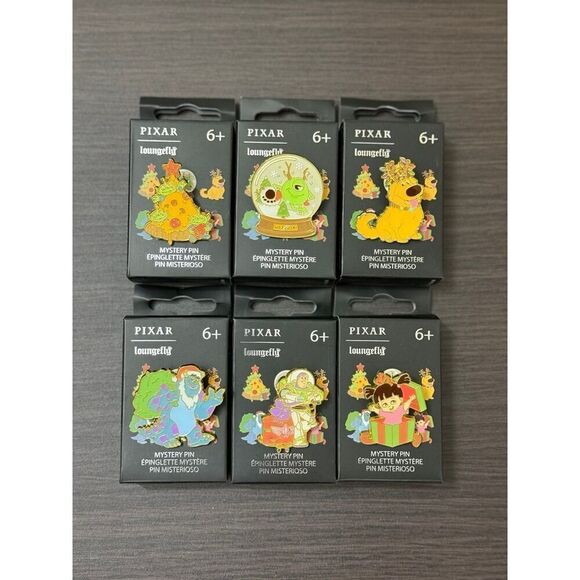 Loungefly Disney Pixar Characters Holiday Enamel Pin COMPLETE Set of 6
